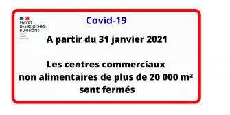 30/01 Covid-19 : fermeture des centres commerciaux non alimentaires de plus de 20 000 m²