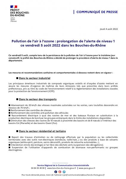 Pollution de l’air à l’ozone - maintien de l'alerte de niveau 1 dans les Bouches-du-Rhône, ce vendredi 5 août 2022_page-0001